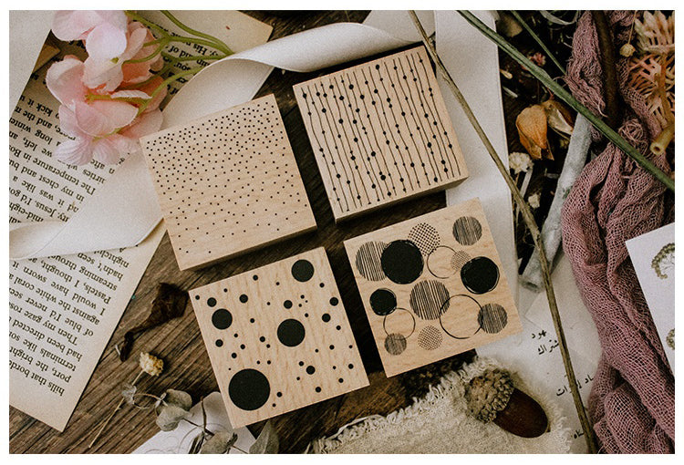 1Simple Basic Circle Dot Wooden Rubber Stamp