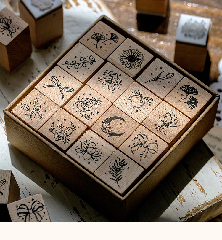 1Simple Plant Basic Wooden Rubber Stamp Set