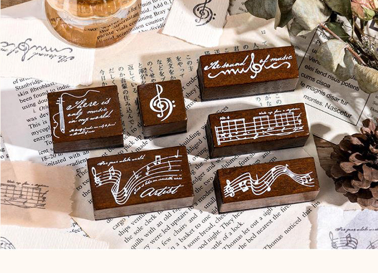 1Song of Time Vintage Music Wooden Rubber Stamp