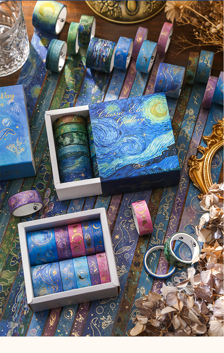 1Starry Night Vintage Oil Painting Washi Tape Set
