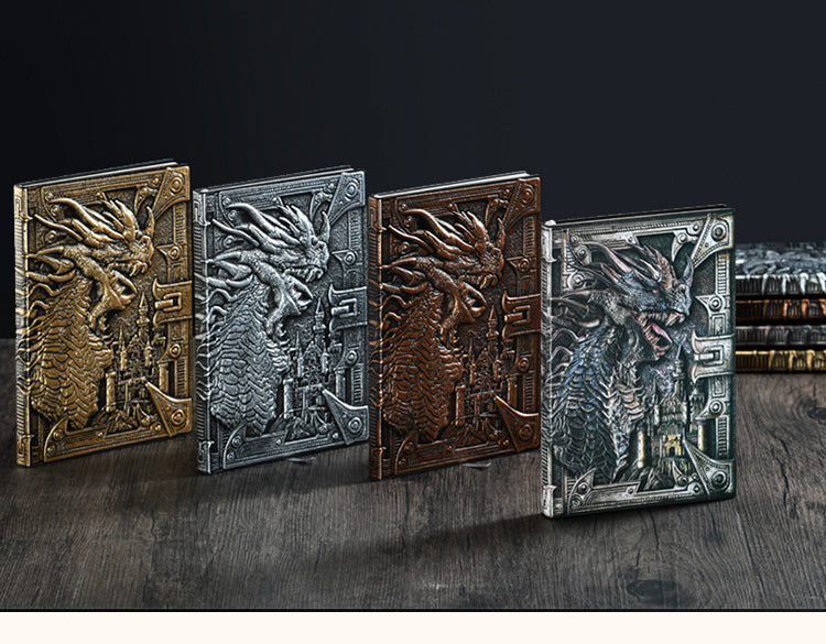 1Vintage 3D Relief Bronze Dragon Notebook