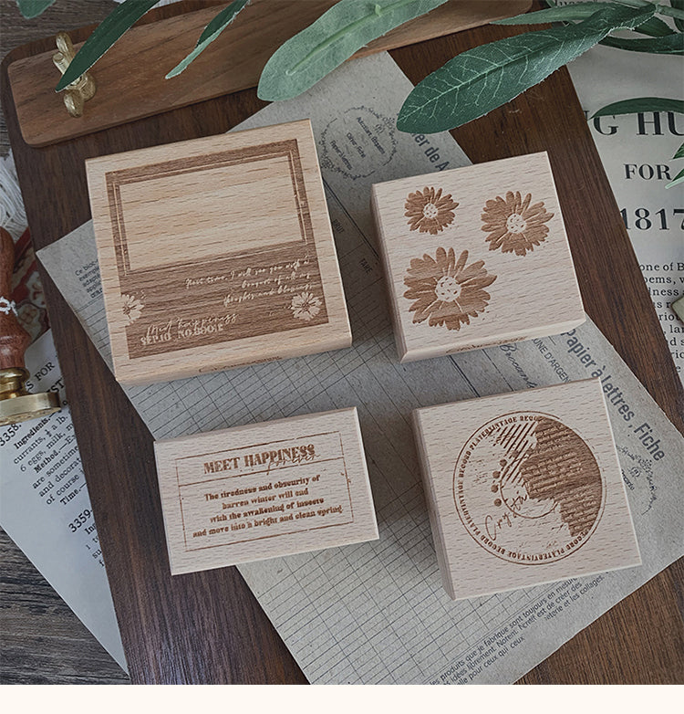 1Vintage Border Lable Wooden Rubber Stamp