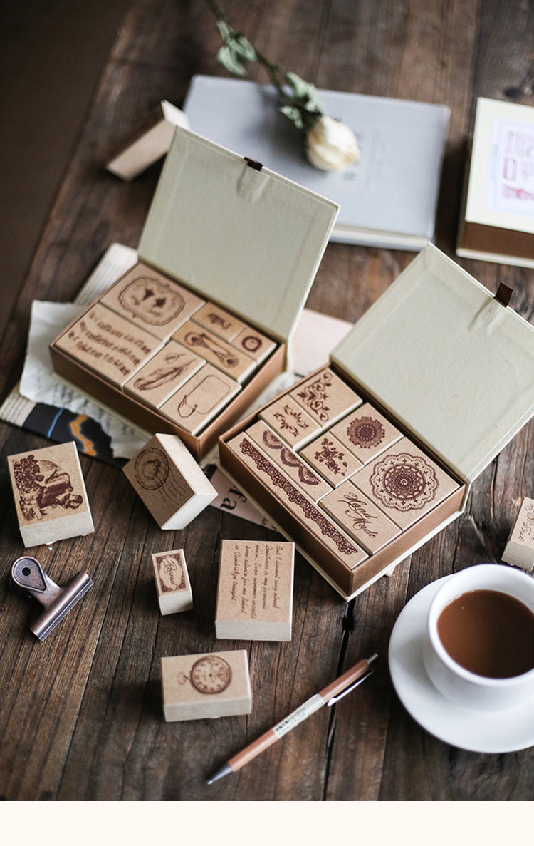 1Wooden Vintage Travel Rubber Stamp