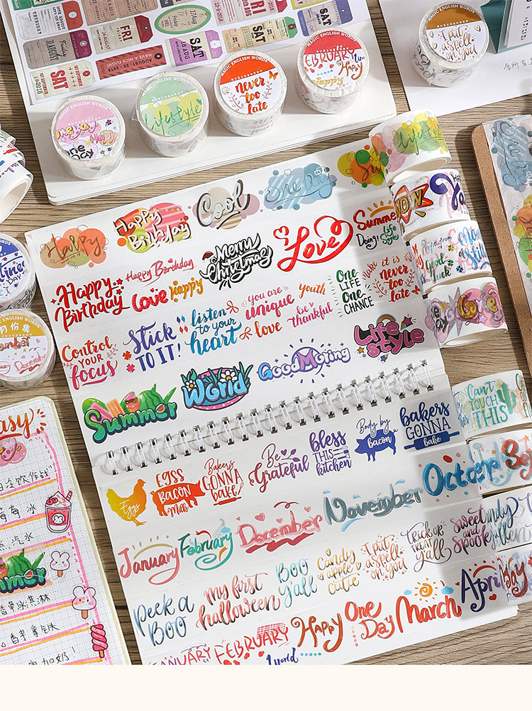 Colorful Magic English Words Washi Tape