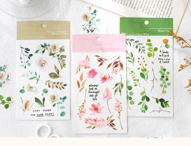 Literary Clear Floral PVC Transfer Sticker