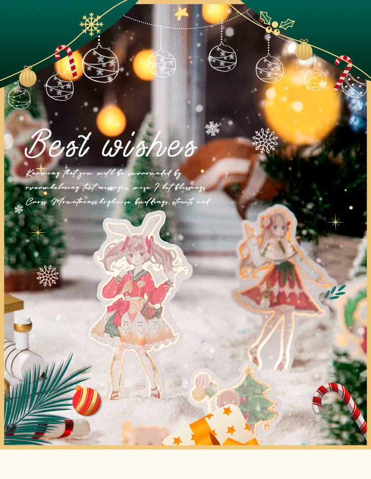 Cute Cartoon Christmas Bronzing Washi Sticker Pack