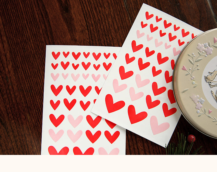 Cute Romantic Red Pink Heart PET Sticker