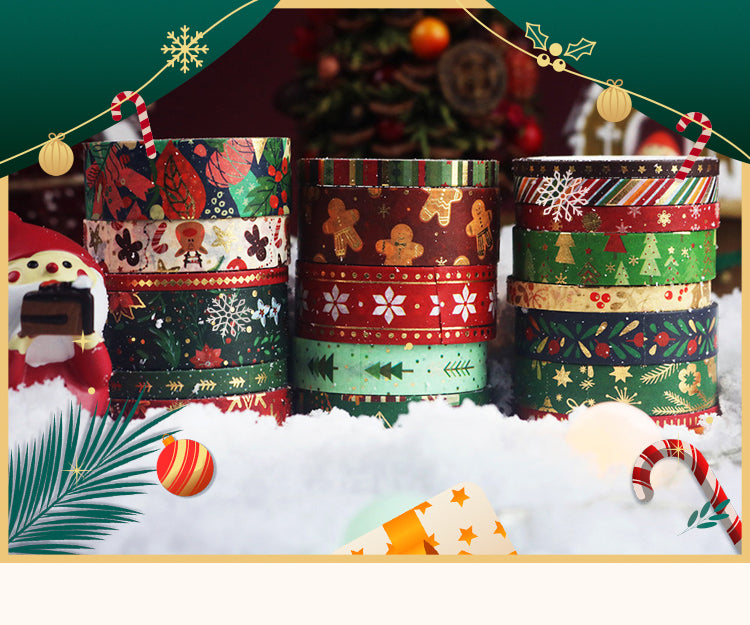 Christmas Washi Tape Set Golden Foil Holiday Washi Tape With - Temu