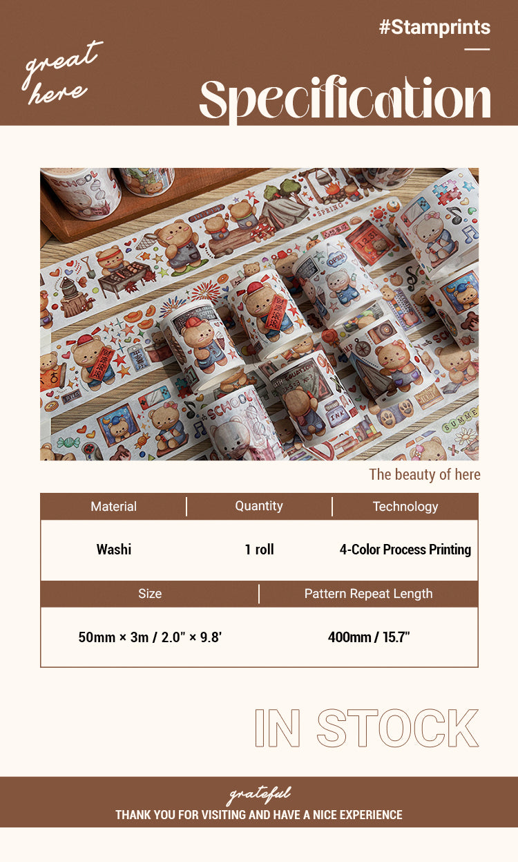 2A Bear Series Cartoon Washi Tape Set