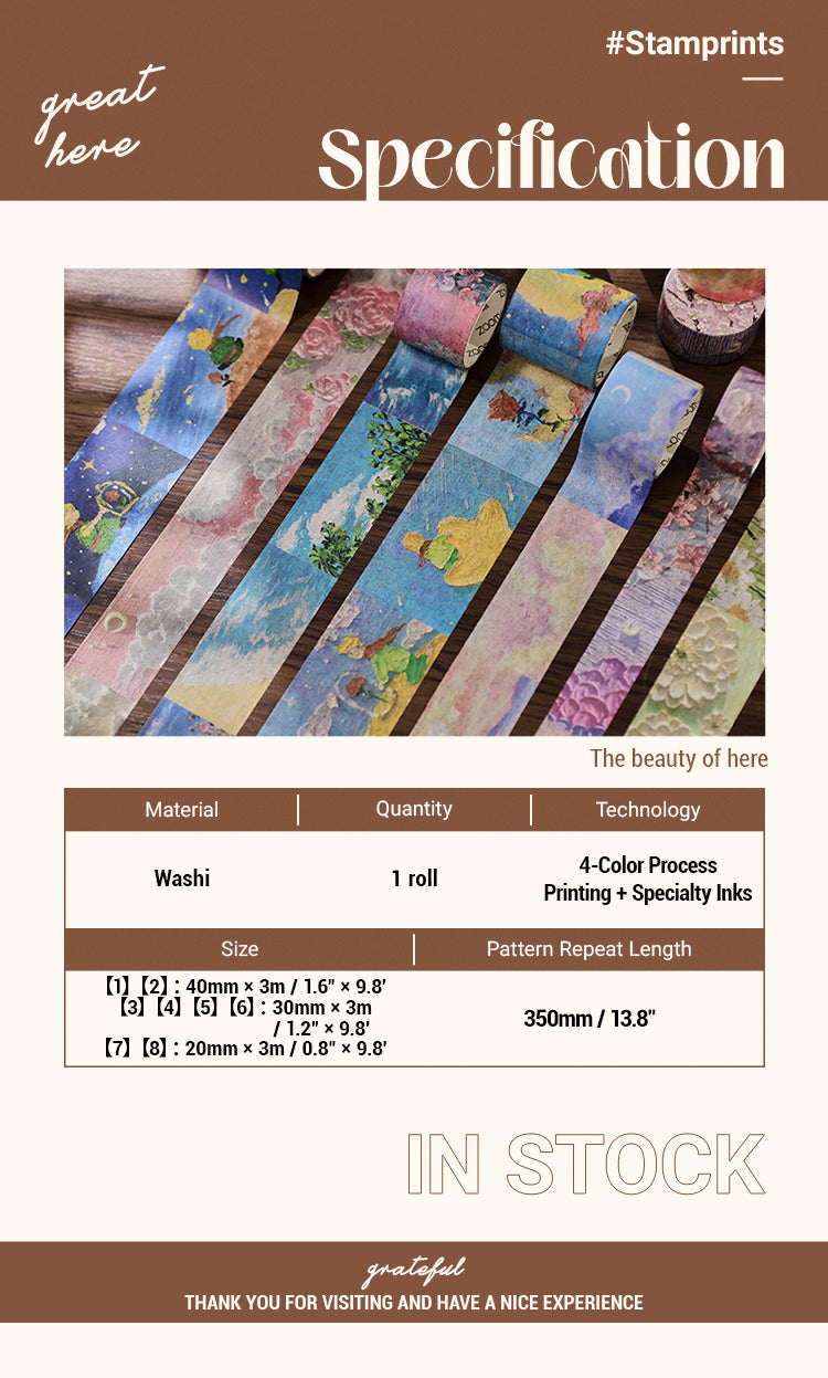 2Beautiful Things The Little Prince Oil Painting Washi Tape