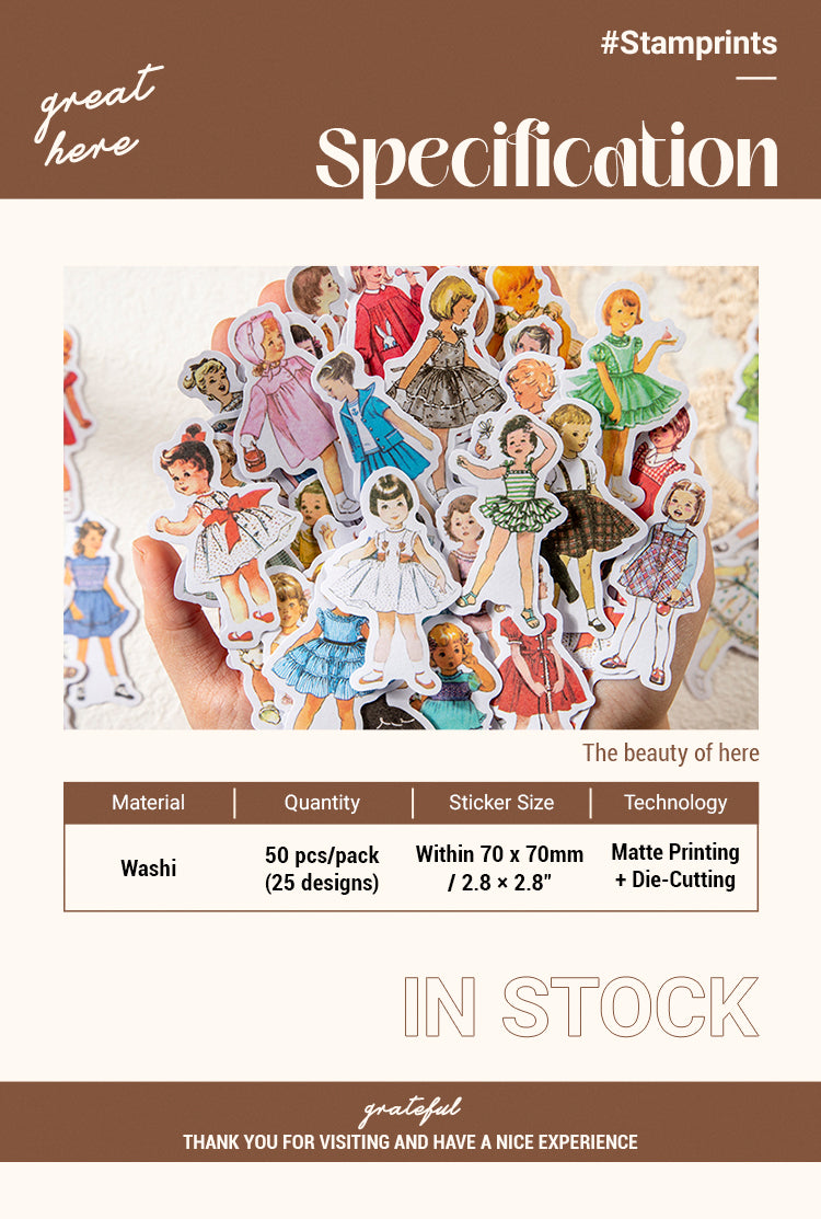 2Childhood Party Retro Fashionable Dress Girls Washi Stickers