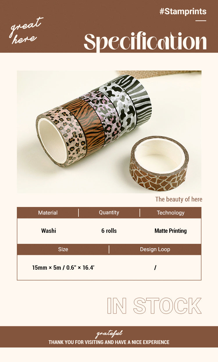 2Cool Animal Print Pattern Washi Tape Set