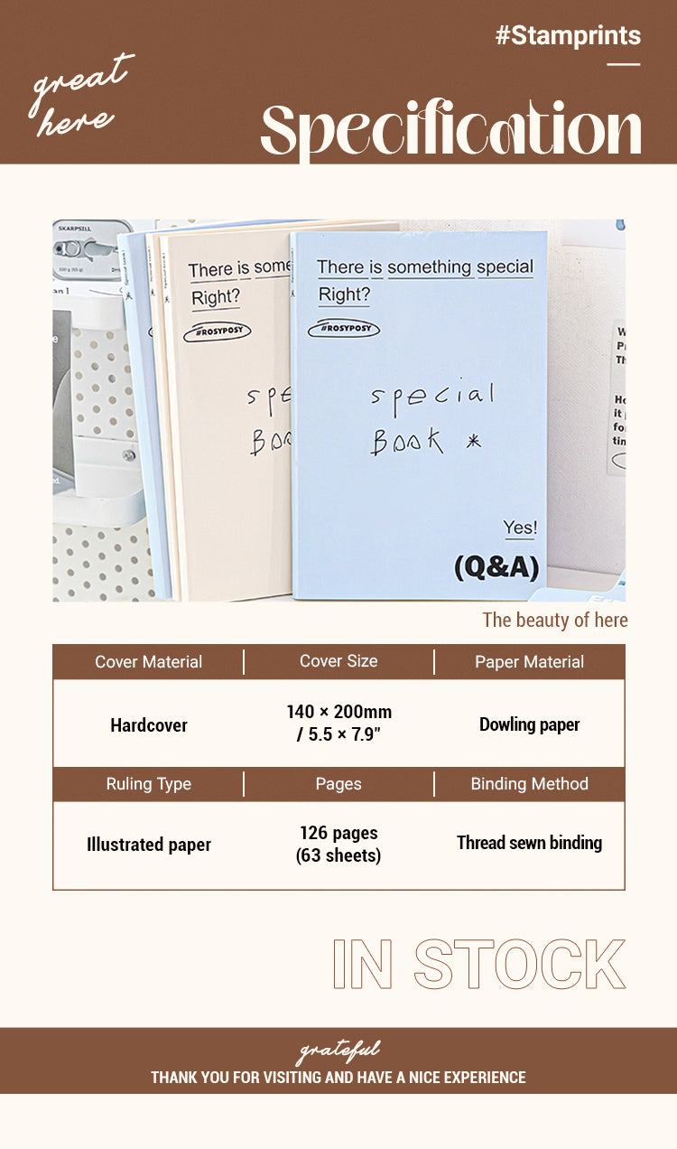 2Cream Color Minimalist Hardcover Notebook