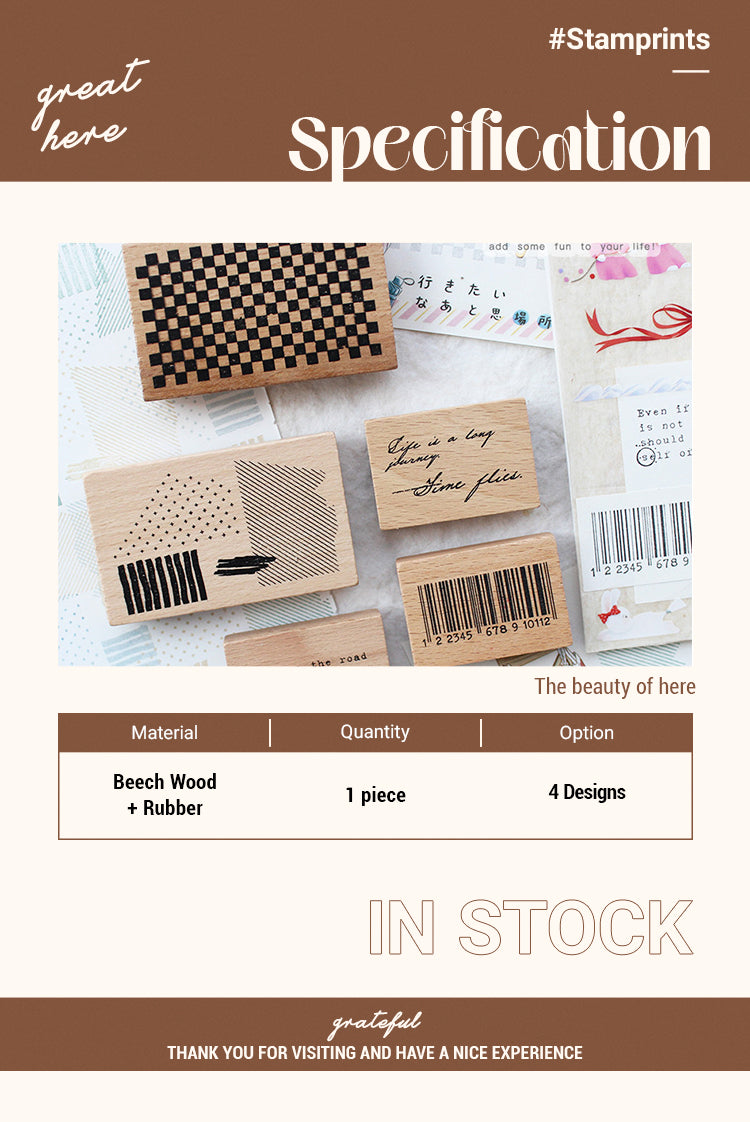 2Creative Barcode Mosaic Wooden Rubber Stamp