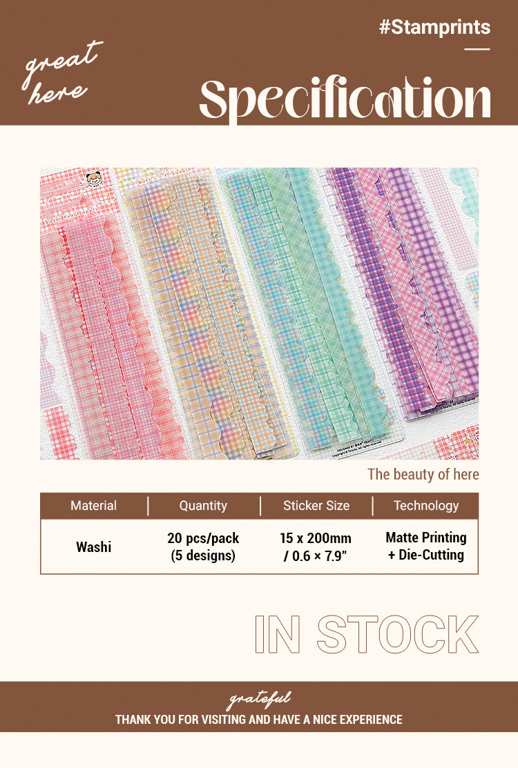 2Creative Colorful Plaid Border Washi Sticker Pack