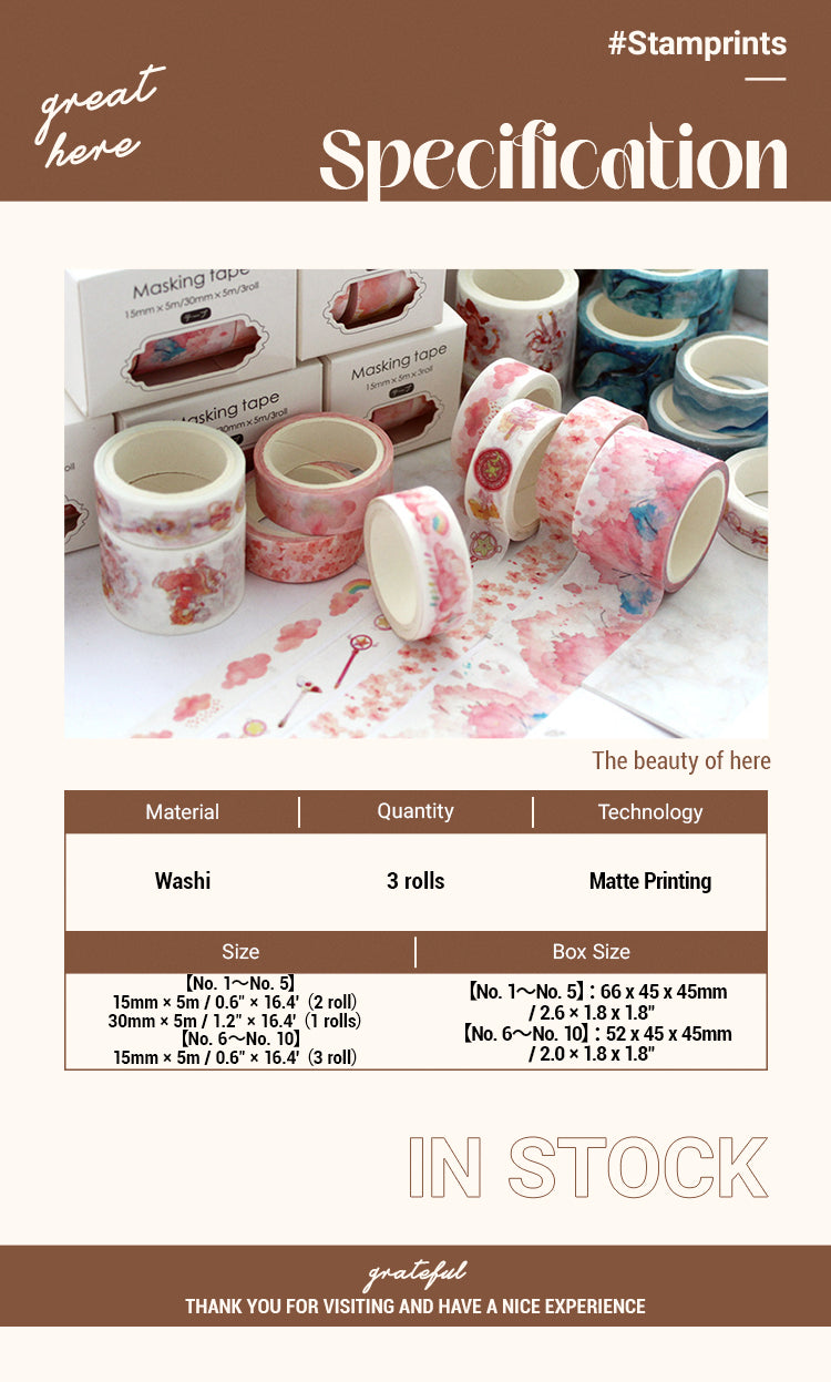 2Creative Sakura Oil Painting Starry Sky Boxed Washi Tape Set