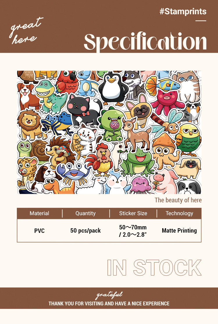 2Cute Cartoon Animal PVC Sticker