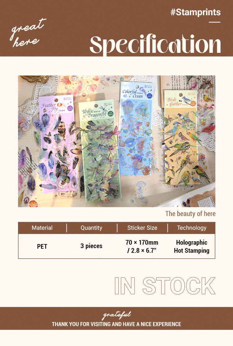 2Everything Is Fun High-End Hot Stamping Flower Bird Sticke