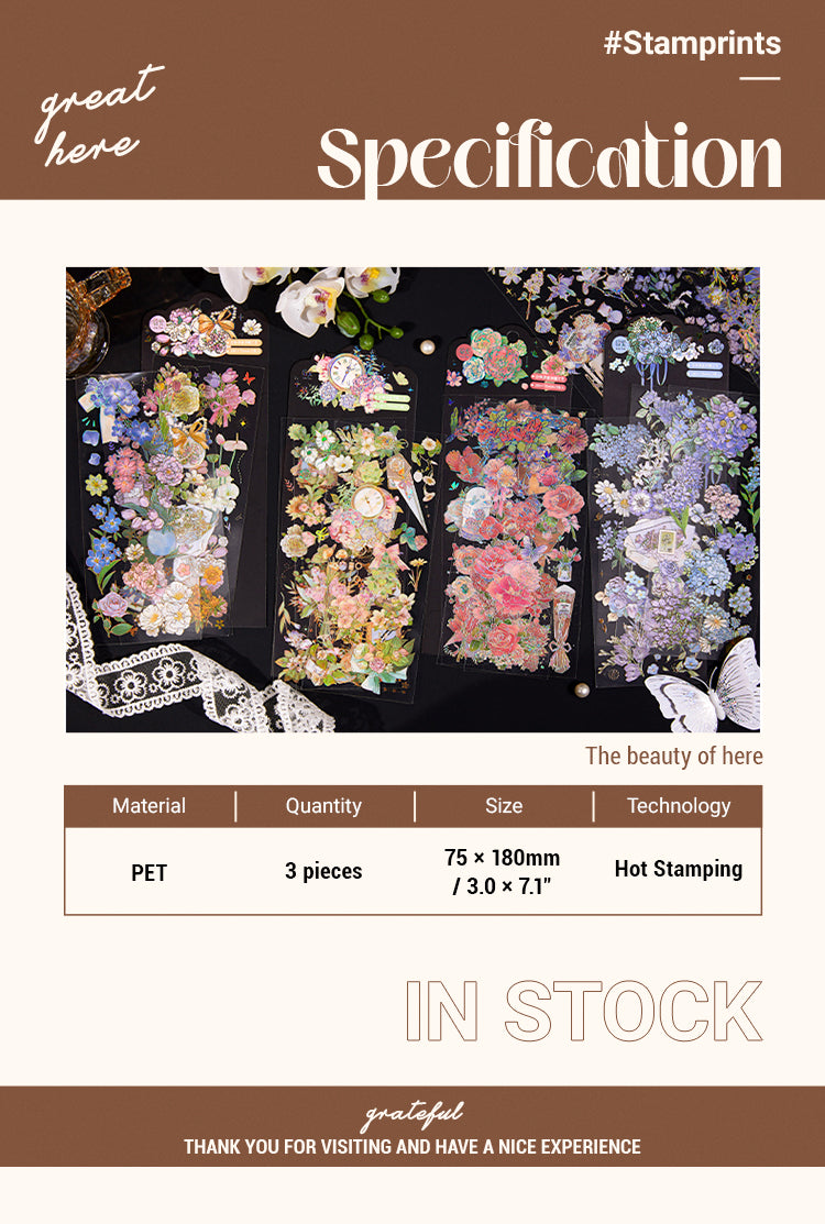 2Hot Stamping Floral Plant PET Sticker