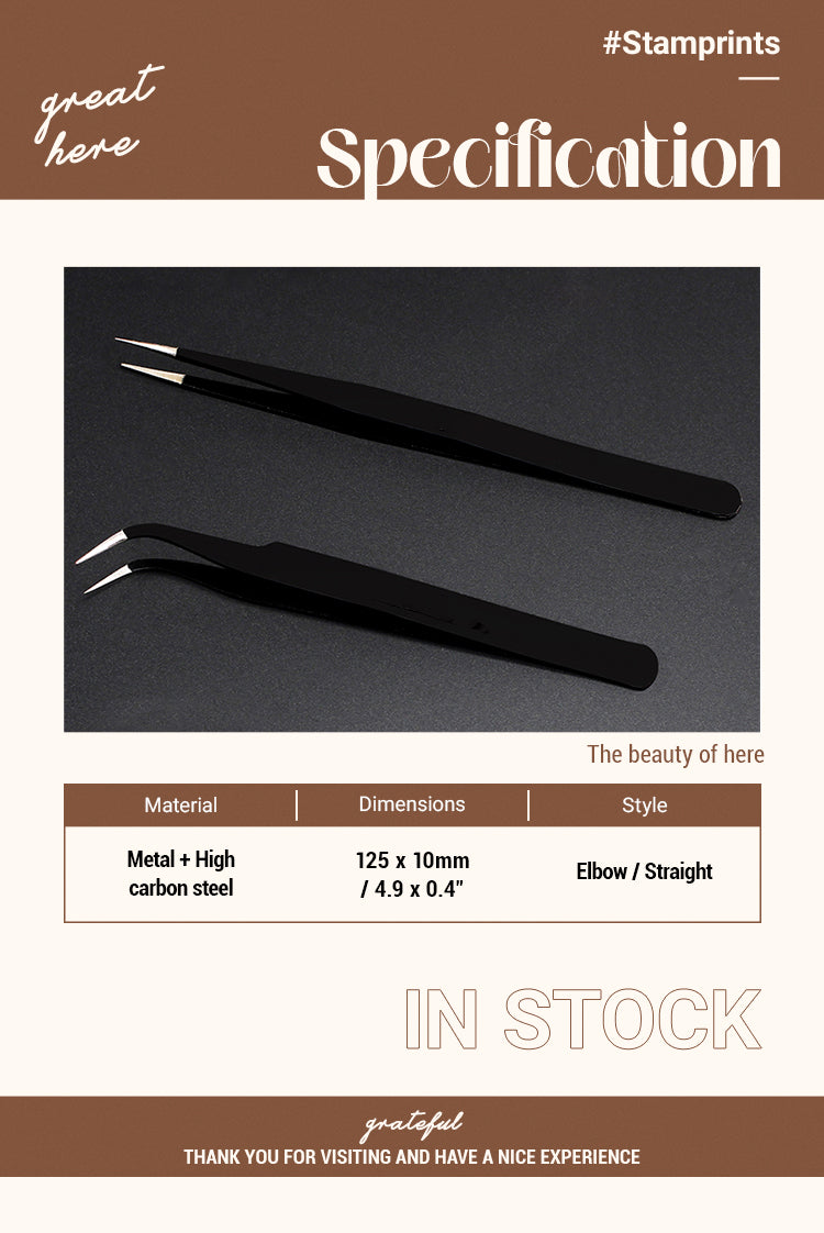 2JAKEMY Fine Tip Tweezer Straight Elbow Tweezer