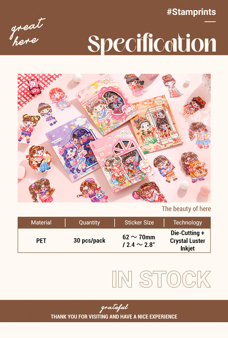 2Kawaii Cartoon Girl Basic DIY Journal Sticker