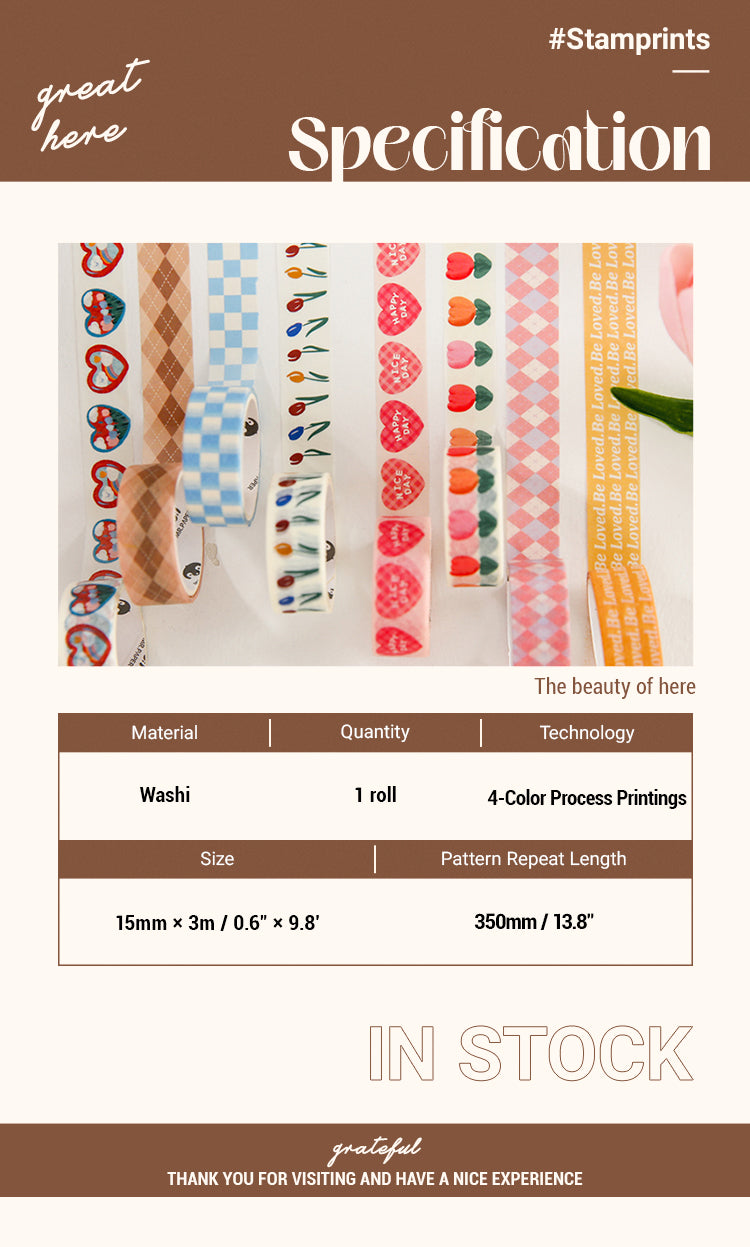 2Korean Style Refreshing Flower Plaid Border Decoration Washi Tape