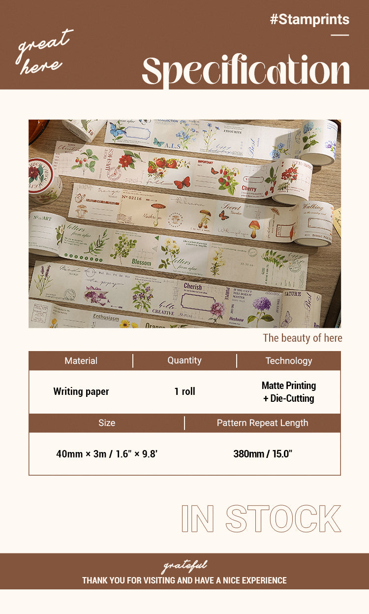 2Manor Floral Vintage Plant Tape Note Stickers