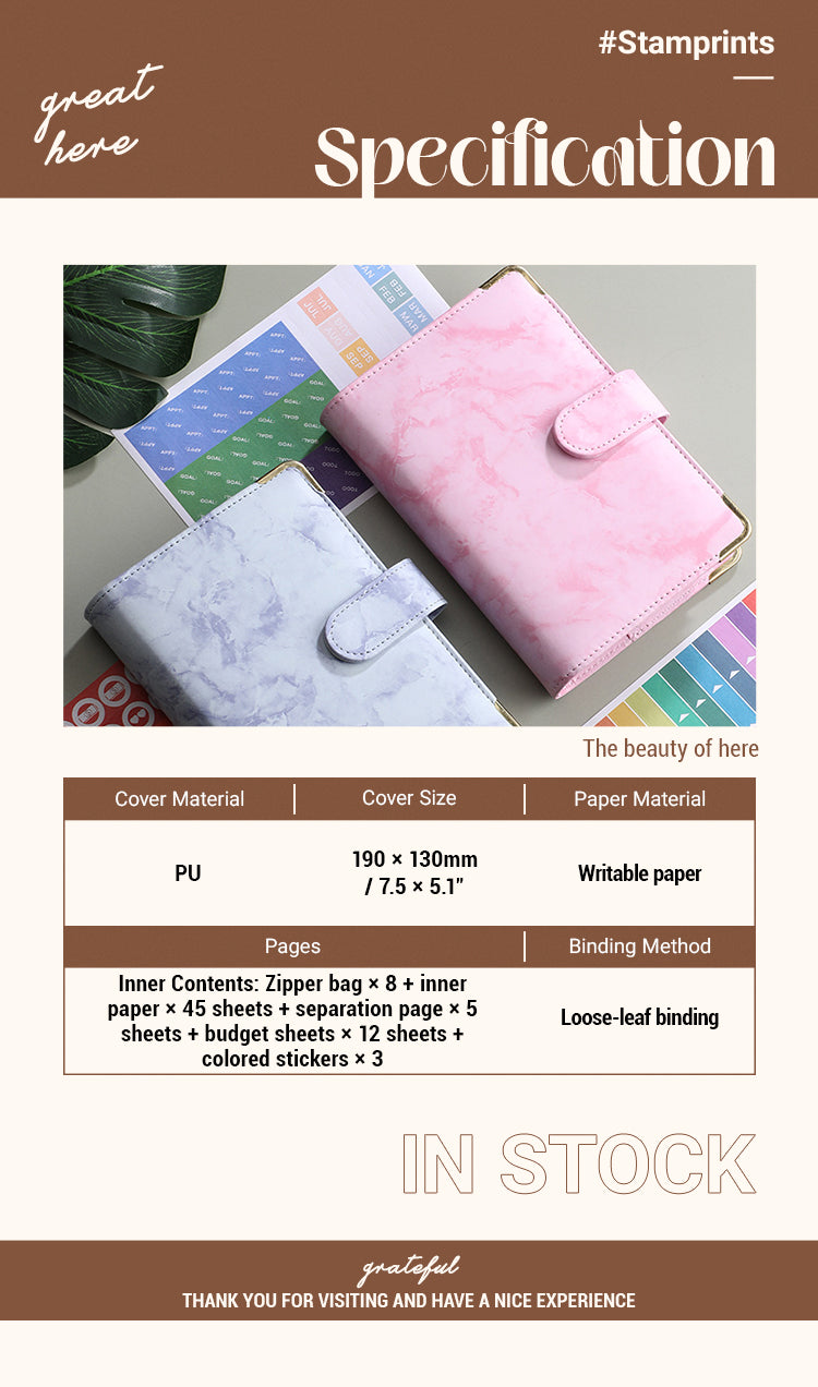 2Marble Pattern Loose-Leaf Planner Journal