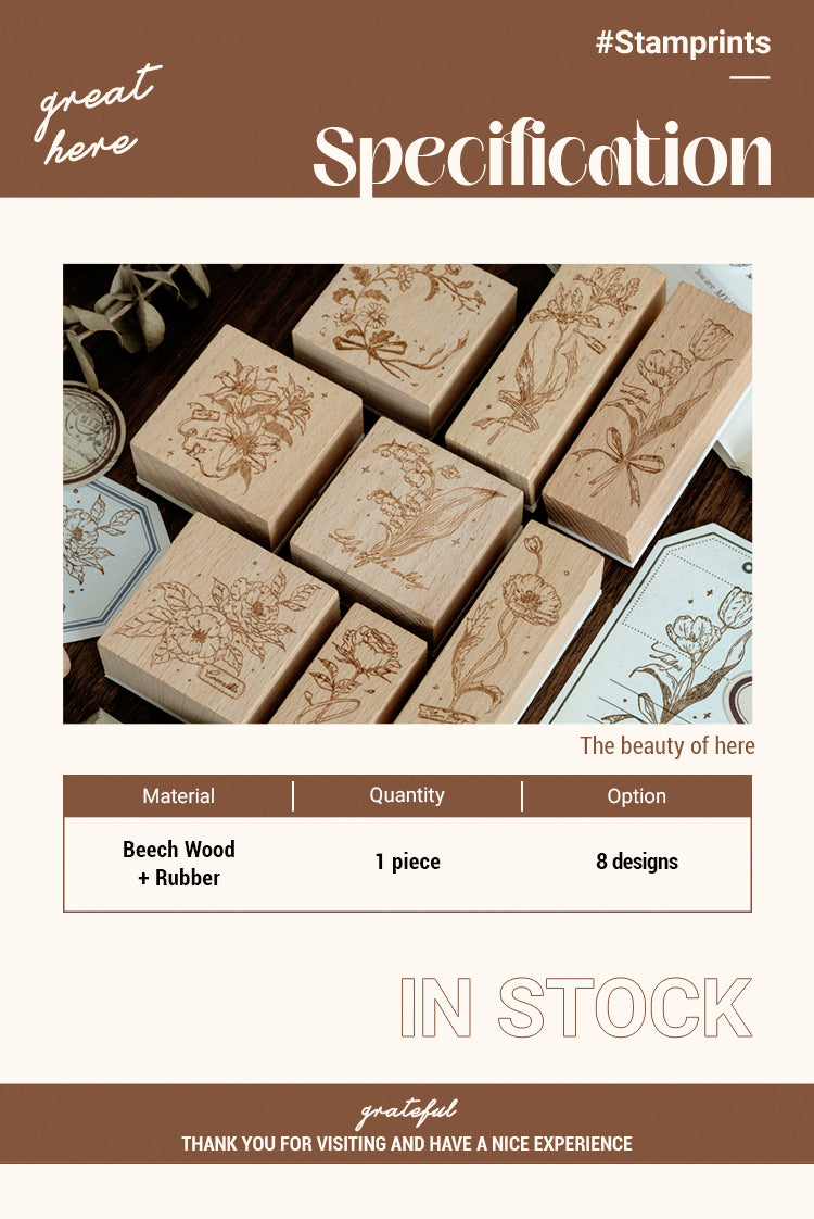 2Meet Flowers Artistic Plant Wooden Rubber Stamp