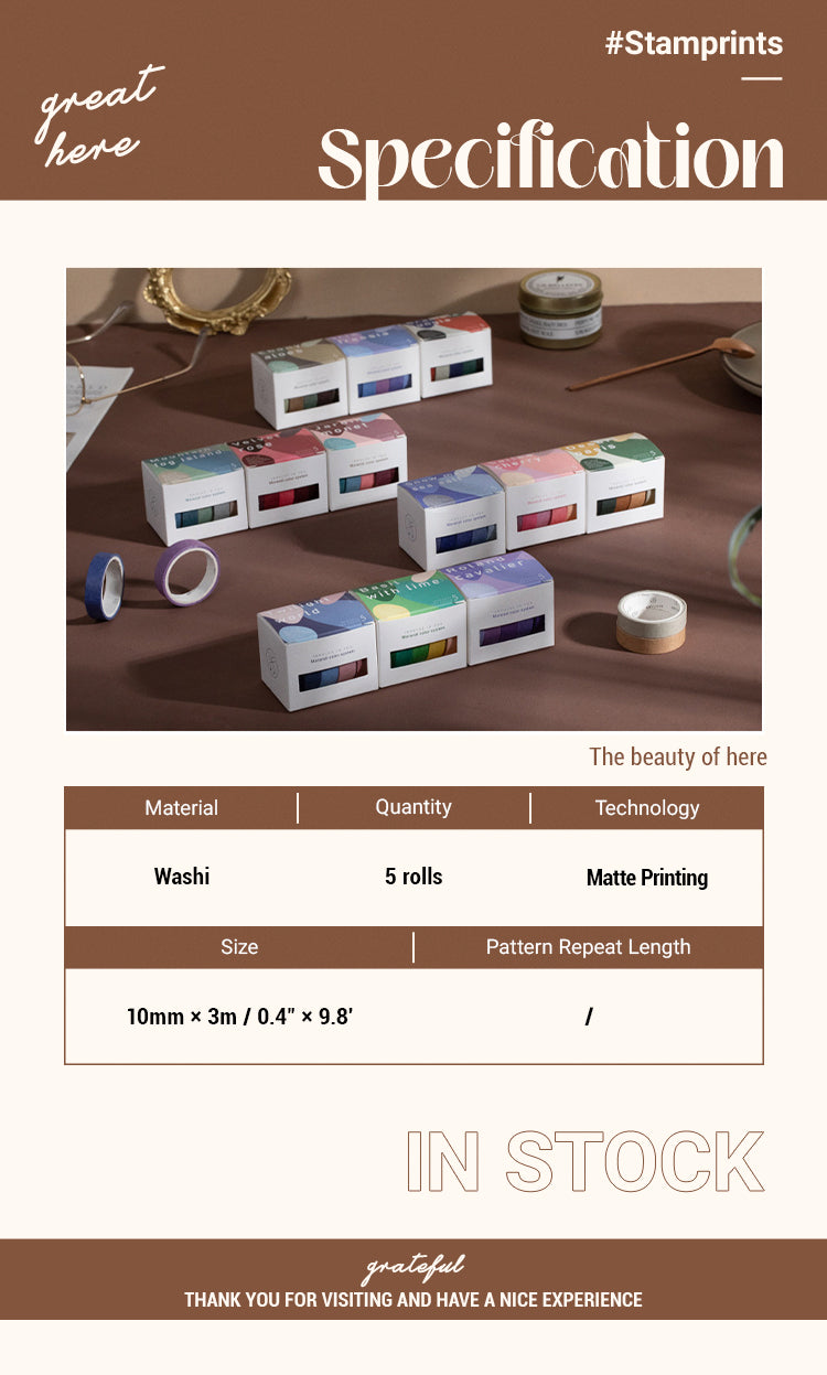 2Meet Original Colors Artistic Solid Color Washi Tape Set