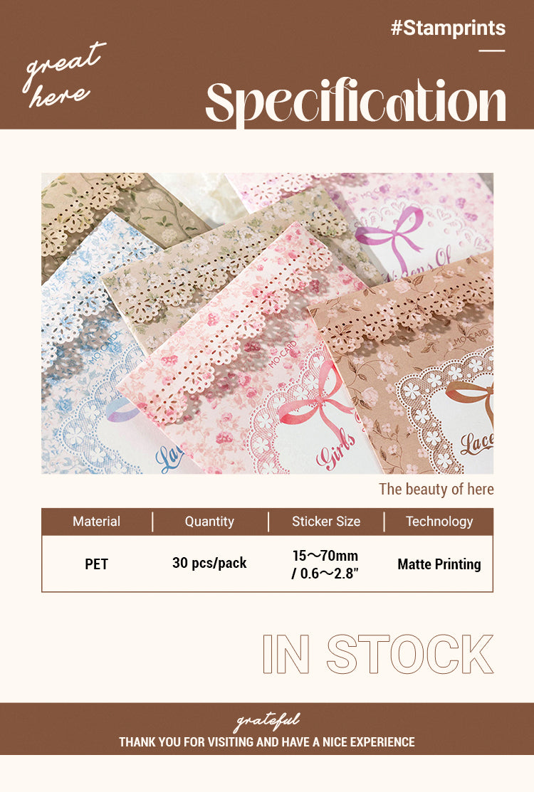 2Retro Artistic Lace Decorative Background Frame Sticker Pack