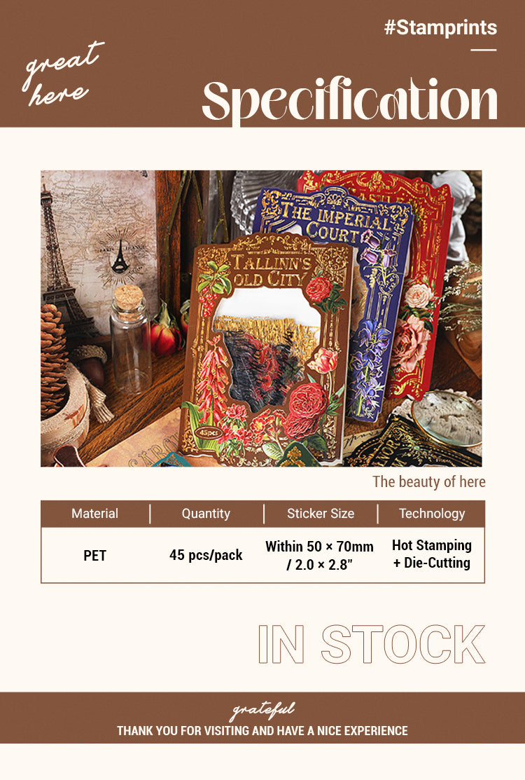 2Retro Baroque Castle Hot Stamping PET Sticker