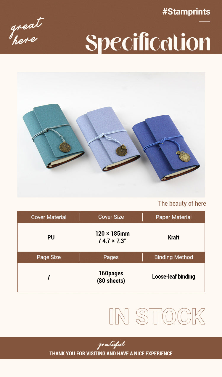 2Retro Pocket Watch String Binder A6 Loose-Leaf Notebook