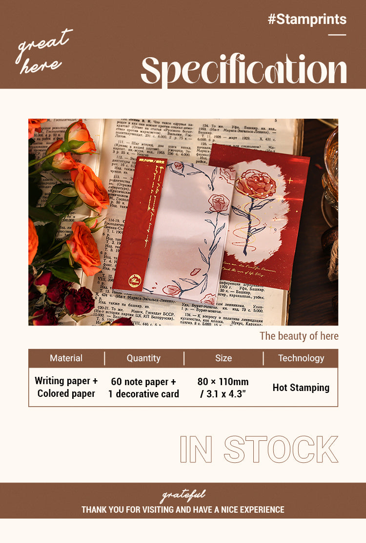 2Simple Romantic Rose Note Paper
