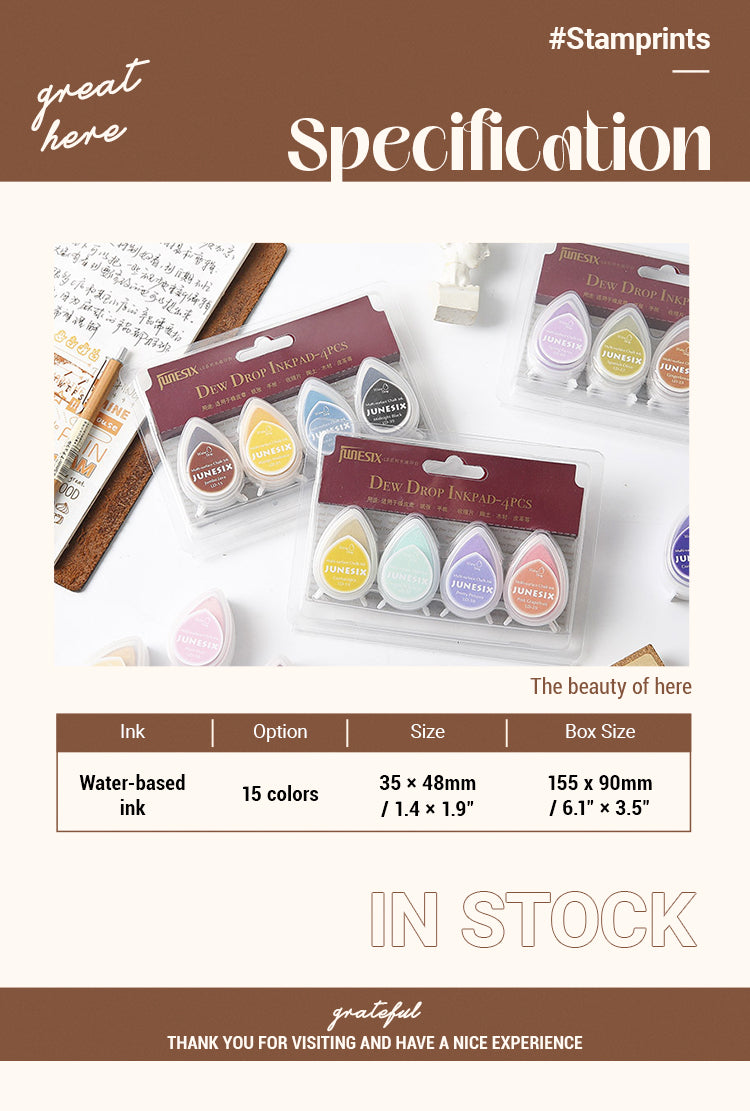 2Specification of 4-PCS Dew Drop Shape Ink Pad Set