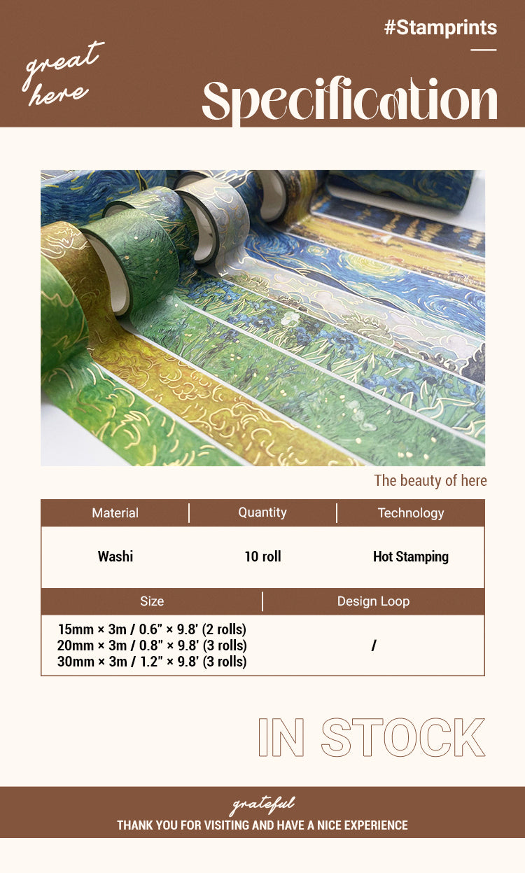 2Specification of Artistic Van Gogh Oil Painting Washi Tape Set