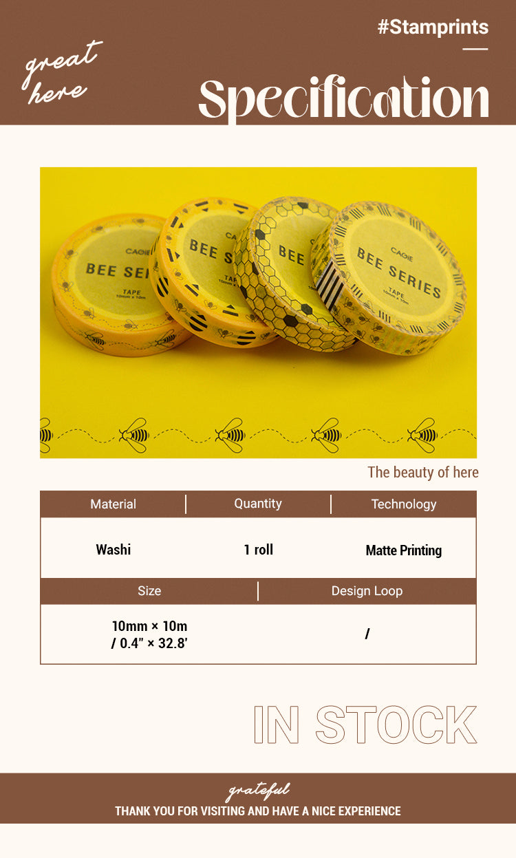 2Specification of Bee Series Insect Washi Tape