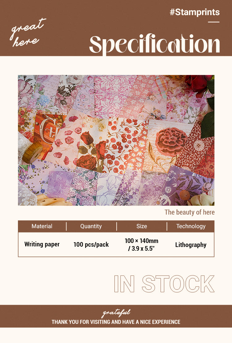 Vintage Botanical Notes Scrapbook Paper