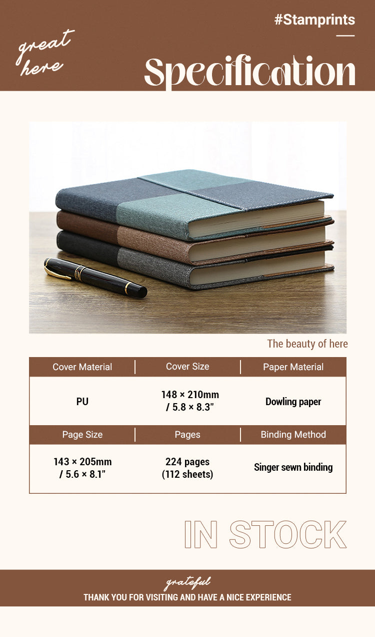 2Specification of Business Cotton & Linen Cover A5 Notebook