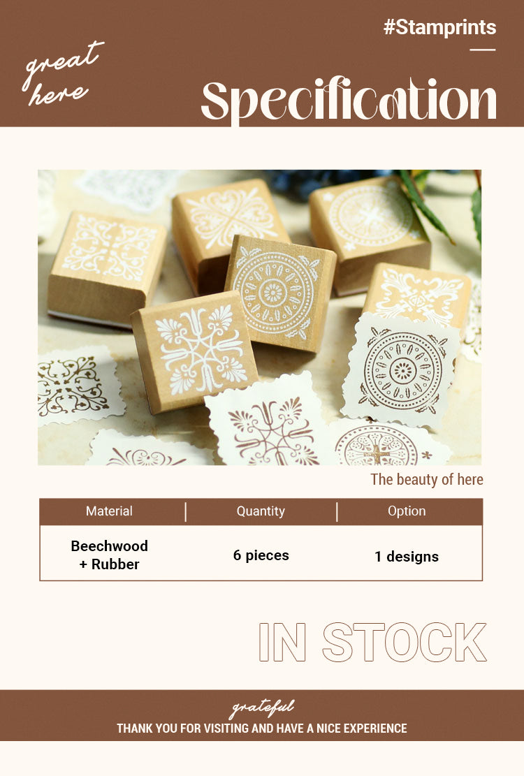 2Specification of Classic Lace Pattern Wooden Rubber Stamp