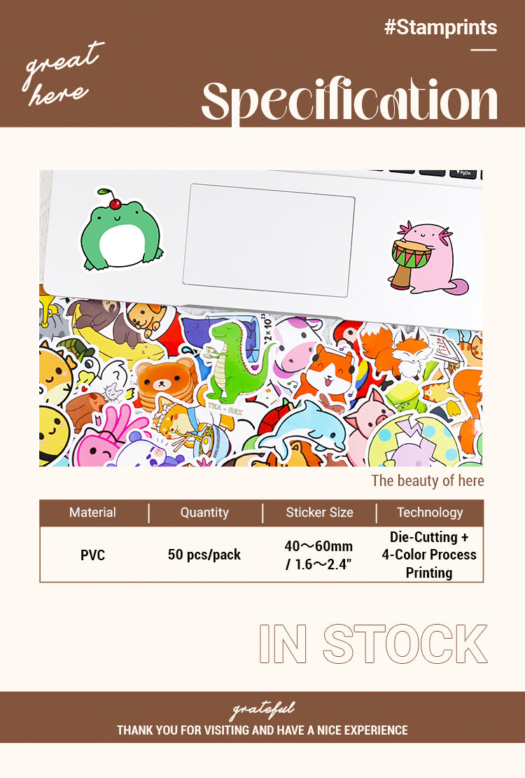 2Specification of Cute Cartoon Animal Kid Journal Sticker