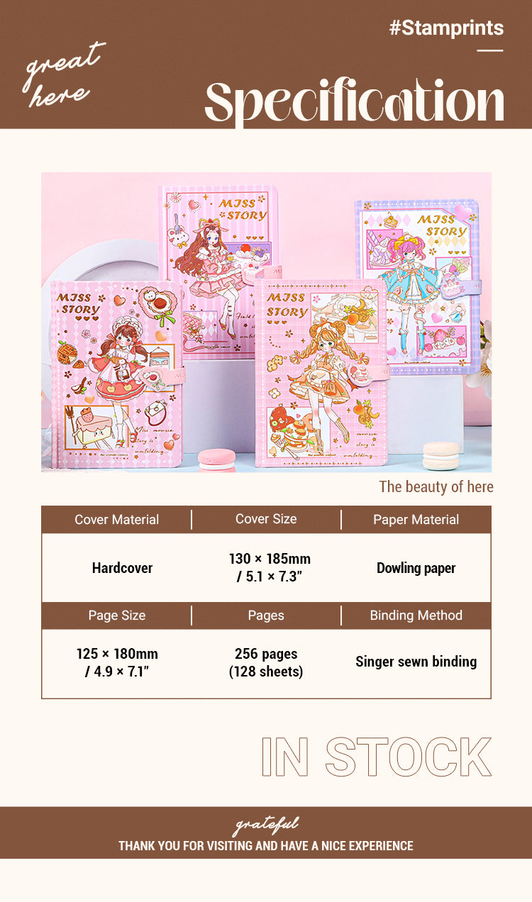 2Specification of Cute Cartoon Anime Girl Diary Notebook Set