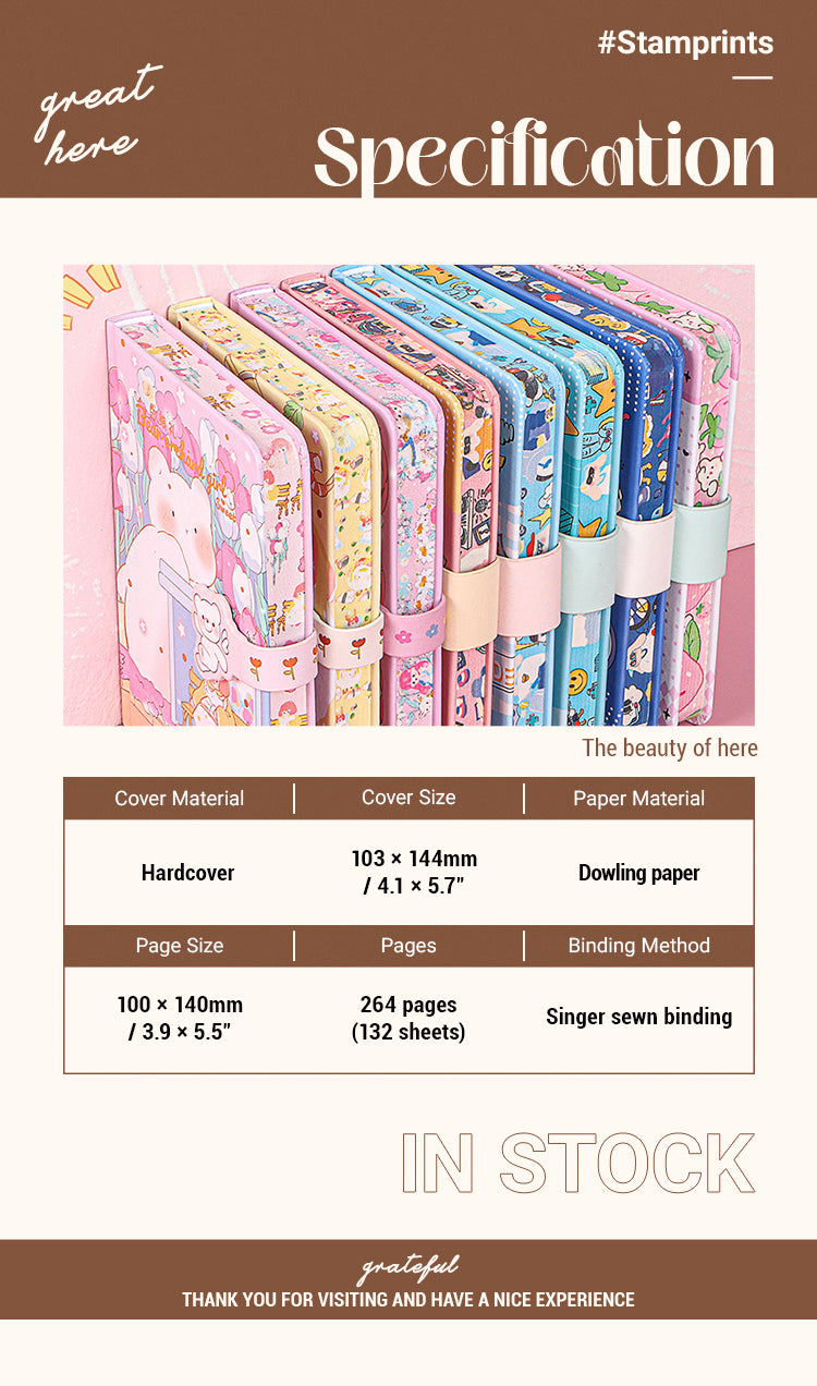 2Specification of Cute Cartoon Girl Colored Page Journal Notebook Set