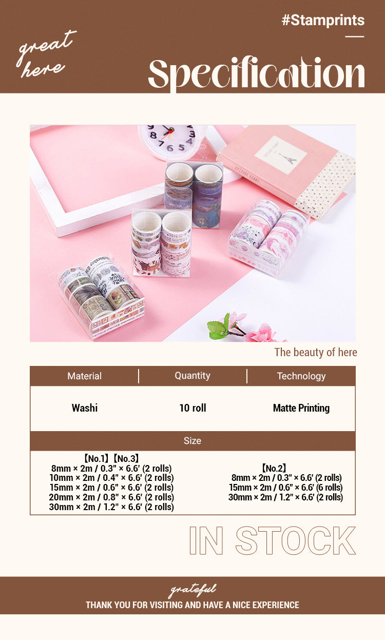 2Specification of Cute Romantic Sakura Journal Deco Washi Tape Set