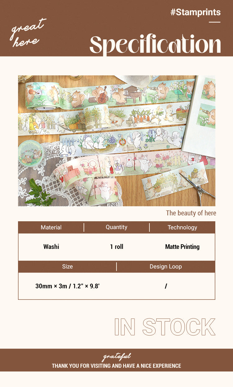 2Specification of Furry Series Cute Animals Washi Tape