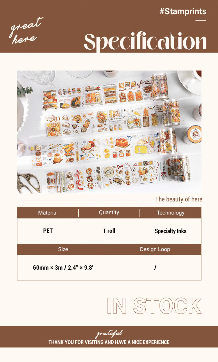 2Specification of Happy Bakery Delicious Food Clear PET Tape
