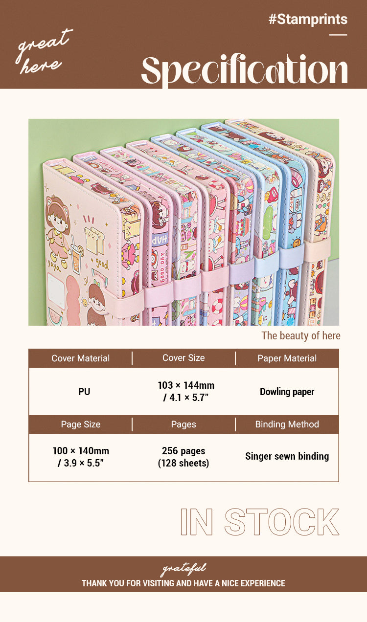 2Specification of Kawaii Cartoon Girl Soft Cover Diary Notebook Set