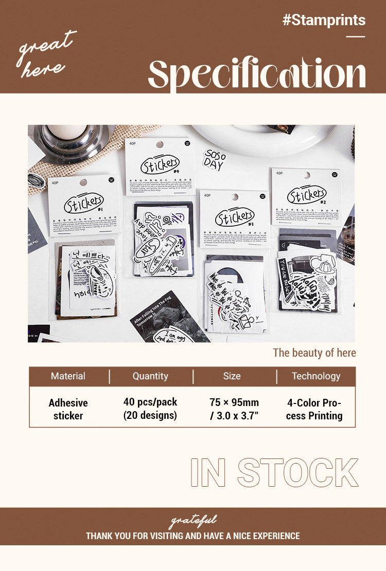 2Specification of Modern Corner Cafe Adhesive Sticker Pack