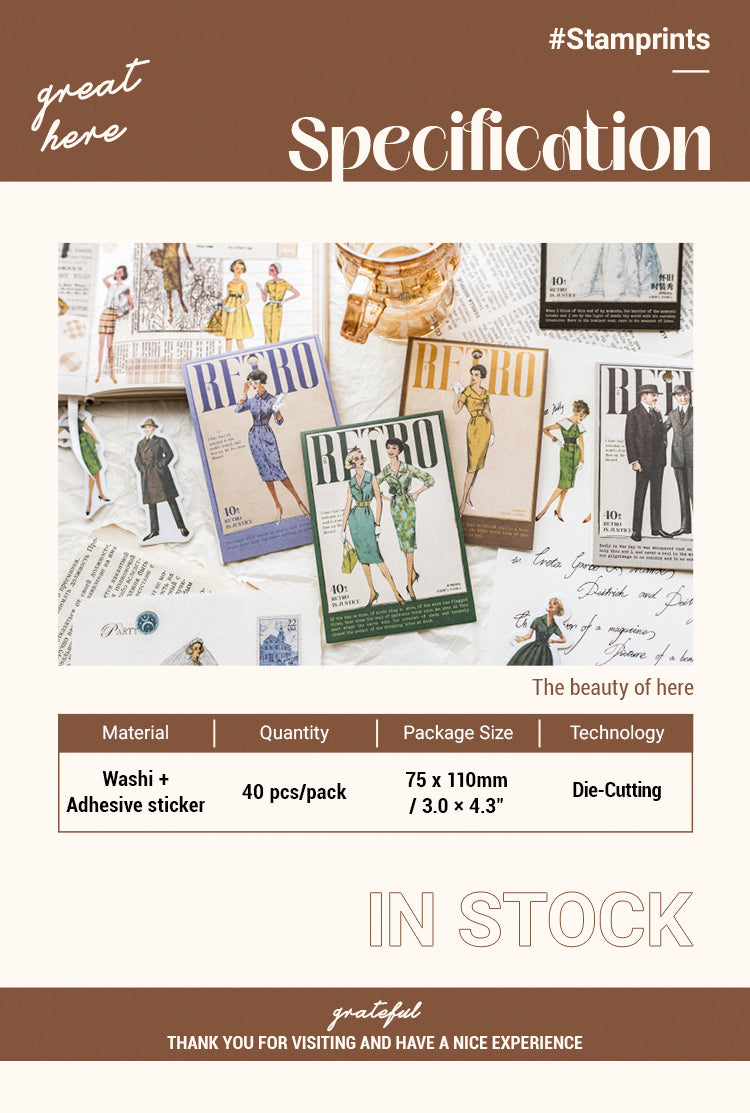 2Specification of Nostalgic Fashion Show Vintage Characters Sticker Pack