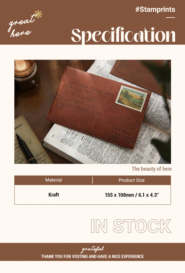 2Specification of Retro Distressed Color Kraft Stationery Envelope